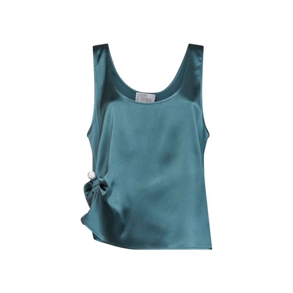 Giuseppe Di Morabito Women Oil Green Satin Draped Top